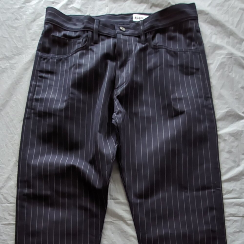 Gustin #104 Japan Pinstripe Herringbone 5 Pocket Navy Men's 36"(34")/27" Cotton